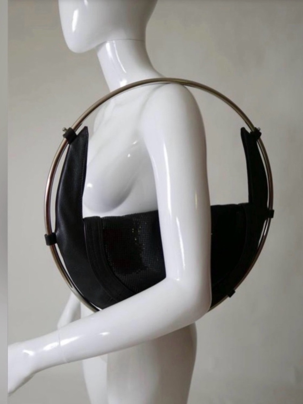 Vintage Diesel Space Y2K Liquid Space Leather Hoop Circle Round Bag